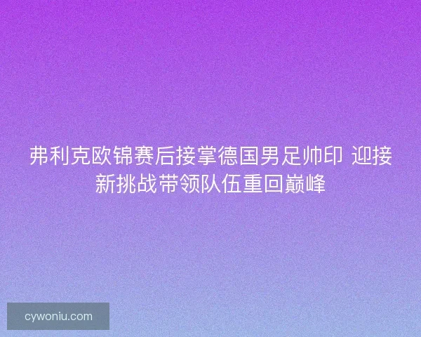 弗利克欧锦赛后接掌德国男足帅印 迎接新挑战带领队伍重回巅峰