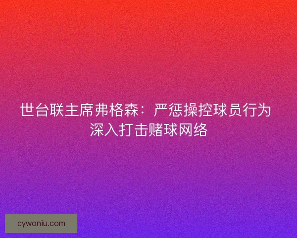 世台联主席弗格森：严惩操控球员行为 深入打击赌球网络
